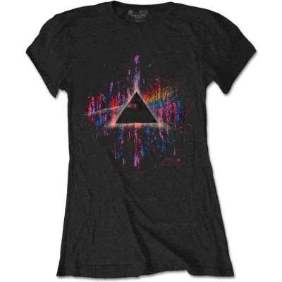 Afbeelding van Pink Floyd Dark Side Of The Moon Splatter Dames T shirt M Zwart