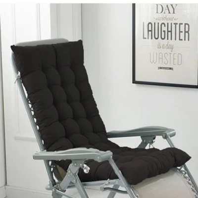 Afbeelding van BangDon Coussin de chaise longue couleur unie doux et confortable avec corde à nouer pour jardin, extérieur, intérieur/canapé/tatami/chaise bascule (noir, 120 x 40 cm)