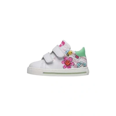 Afbeelding van Falcotto Baskets en cuir avec fleurs, Blanc Rose 20