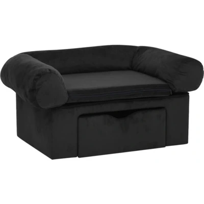 Afbeelding van vidaXL Hondenbank met lade 75x50x38 cm pluche zwart