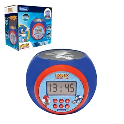 Afbeelding van Lexibook, Sonic The Hedgehog, projectorwekker met alarm en sluimerfunctie, nachtlampje timer, lcd display, werkt op batterijen, blauw, RL977SN