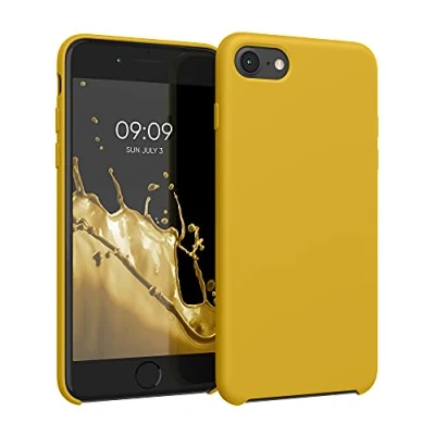 Afbeelding van kwmobile telefoonhoesje geschikt voor Apple iPhone SE (2022) / (2020) 8 7 Hoesje met siliconen coating Smartphone case in honinggeel