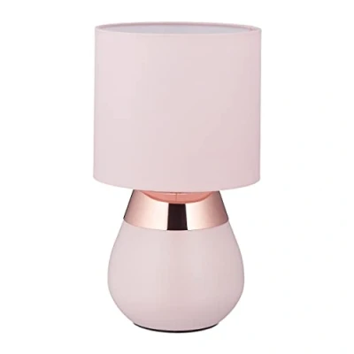 Afbeelding van Relaxdays nachtkastlamp touch tafellamp E14 schemerlamp roze vensterbank rond