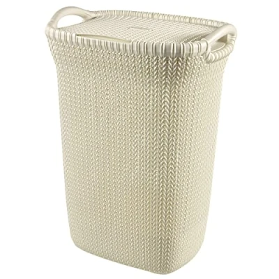 Afbeelding van Curver Knit Wasmand met deksel 57L Oasis White