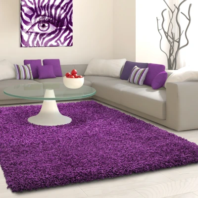 Afbeelding van Basic Shaggy vloerkleed Paars Hoogpolig 200x290 cm