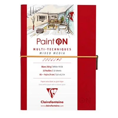 Afbeelding van Clairefontaine Paint&#039;ON travel journal mixed media Hoogwit, gladder papier