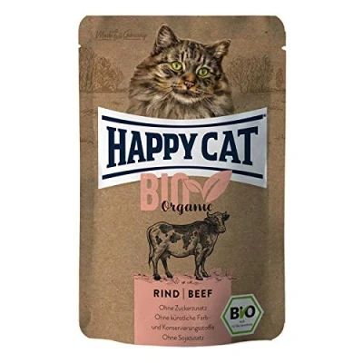 Afbeelding van 6x85g Rund Happy Cat Bio Kattenvoer