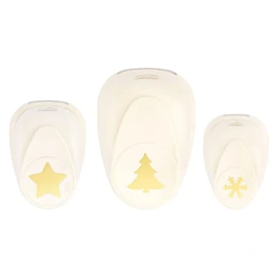 Image de Vaessen Creative Lot de 3 perforateurs à motifs Noël, avec flocon neige étoile sapin 1,6 cm 3,4 cm, jusqu&#039;à 250 g/m², pour travaux manuels, papier et scrapbooking