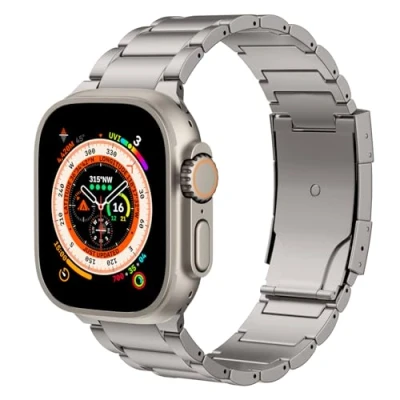 Afbeelding van MoKo Titanium armband compatibel met Apple Watch Ultra 2 49 mm 45 44 42 mm, reservearmband van metaal vouwgesp voor iWatch SE Series 9 8 7 6 5 4 3 1