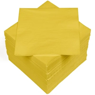 Image de HEKU 30241 10 : Lot de 100 serviettes en papier monochromes triple épaisseur, 33 x cm, jaune