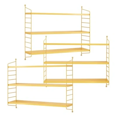 Afbeelding van Wandplank Strängnäs set van 3 verstelbaar 50x60x15 cm geel [en.casa]