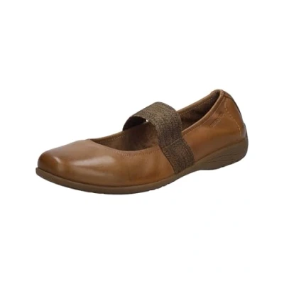 Afbeelding van Josef Seibel Fenja Ballerina&#039;s met enkelbandjes, Dames, Maat: 44, Camel Leer