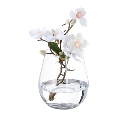 Afbeelding van Relaxdays vaas glas 16 x 14 cm rond bloemenvaas doorzichtig