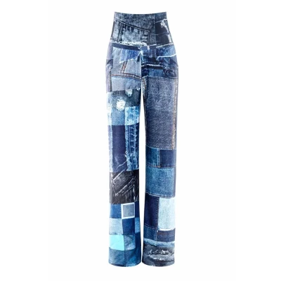 Afbeelding van Winshape Straight leg jeans, Dames, Maat: XXL, Patchwork blue