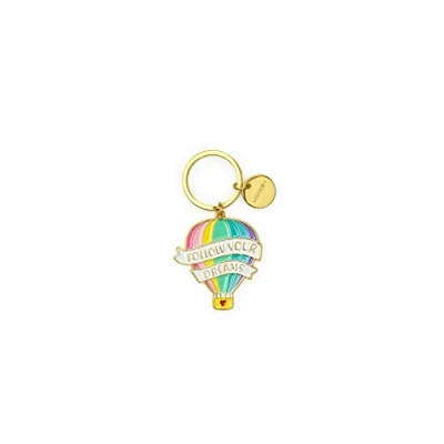 Afbeelding van Legami sleutelhanger van metaal, geëmailleerd, What a Key Ring!, L 7 cm, zink, luchtballon, met spiraalring, glanzend oppervlak, charme, voor het verfraaien de tas, Air Balloon, Taglia unica, unica