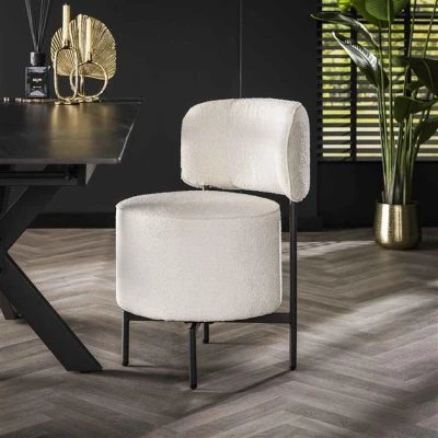 Afbeelding van Hoyz Collection Stoel Cocktail Draaibaar 2 Stuks Boucle Wit