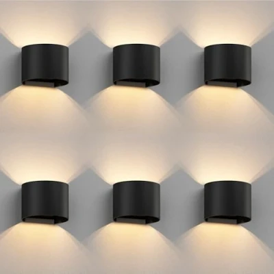Afbeelding van ledscom.de 6 RUNEL wandlampen voor buiten, IP65, up and downlight, mat zwart, rond, 1 x G9 max. 10 W.