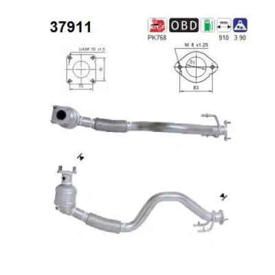 Afbeelding van Katalysator AS 37911, voor o.a. Audi, VW, SKODA
