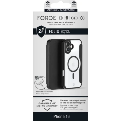 Afbeelding van Force Case, Beschermhoes Geschikt voor Apple iPhone 16 Folio Versterkt Magsafe, Zwart