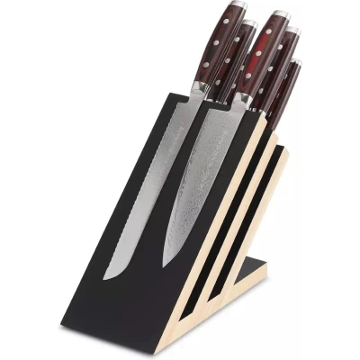 Afbeelding van Yaxell Super Gou Messenset 7 delig Magnetisch Beukenhouten Messenblok met 6 Messen 161 Lag...