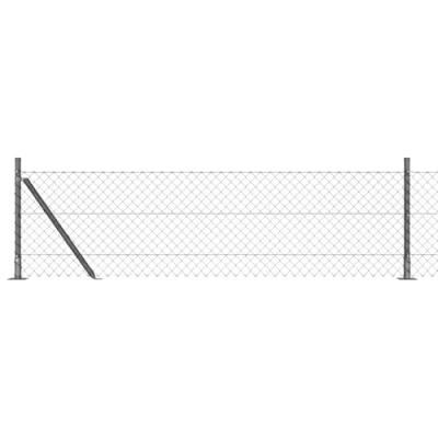 Afbeelding van vidaXL Kettingenhek met 13 Flensposten 0.4x25 m Gegalvaniseerd Staal