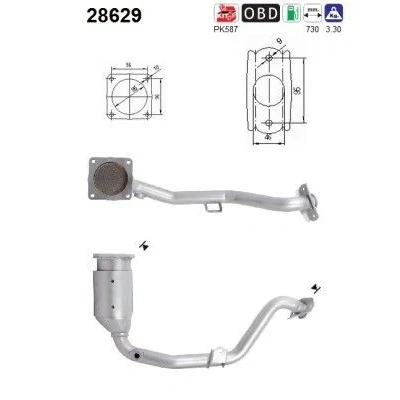 Afbeelding van Katalysator AS 28629, voor o.a. CITROËN, PEUGEOT