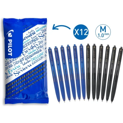 Afbeelding van Pilot Super Grip G Intrekbare Balpen 1mm Medium Kleurassortiment Zwart/Blauw 12 stuks