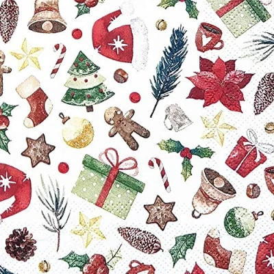 Afbeelding van 20 kleine cocktailservetten, voor Kerstmis, winter, tafeldecoratie, decoupage, servettechniek, 25 x cm