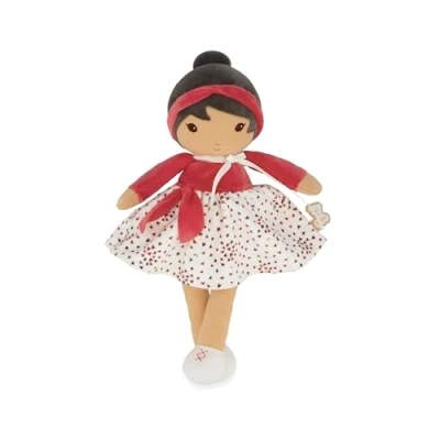 Afbeelding van Kaloo Tederheid, Mijn eerste Emilie stoffen pop, 32 cm lappenpop, micro fluwelen rok en rode hoofdband, mooie geschenkdoos, personaliseerbaar lint door geboorte, K200016