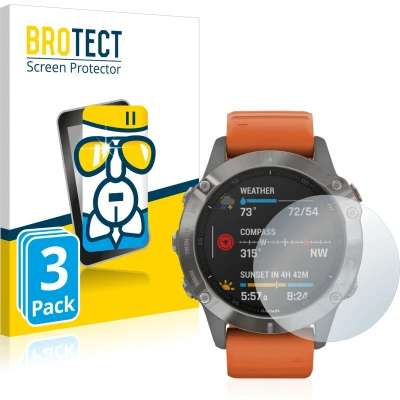 Afbeelding van BROTECT Screenprotector voor Garmin Fenix 6 Folie Beschermfolie Beschermglas transparant (3 Stuks)