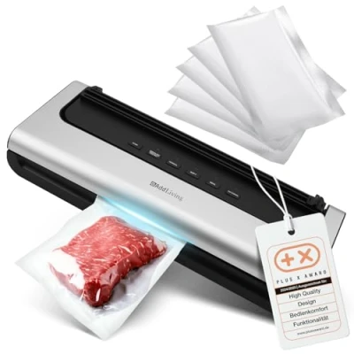 Afbeelding van AddLiving V100 Vacuümmachine Droog &amp; Nat voedsel (Groente, Fruit, Vlees, Vis, ect.) Vacumeermachine Vacuüm Sealer incl. Slangaansluiting en 5 st Vacuümzakken Zwart
