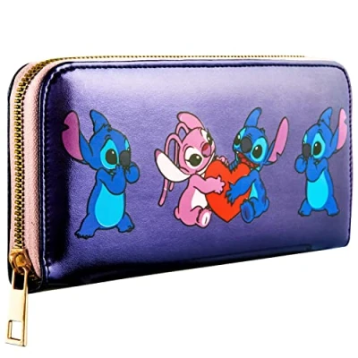 Afbeelding van Disney Stitch Damesportemonnee, cadeau idee voor dames, Metallic blauw