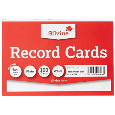 Afbeelding van Silvine 100 blanco indexkaarten, 152 x 101 mm, wit