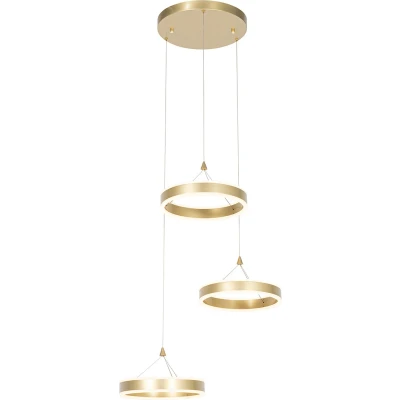 Afbeelding van QAZQA Hanglamp messing rond incl. LED 3 staps dimbaar lichts