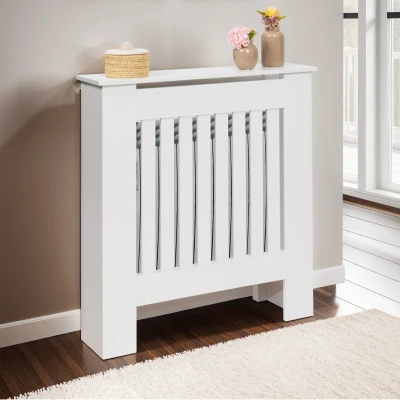 Image de Cache radiateur blanc étagère murale pour