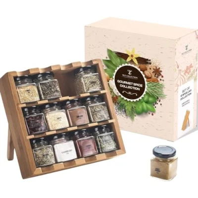 Afbeelding van Kruidenset Houten Kruidenrek met Kruiden Inclusief Vrijstaande Navulling Kruid Kruidenmix 12 om te Koken Kleine Geschenken voor Vrouwen