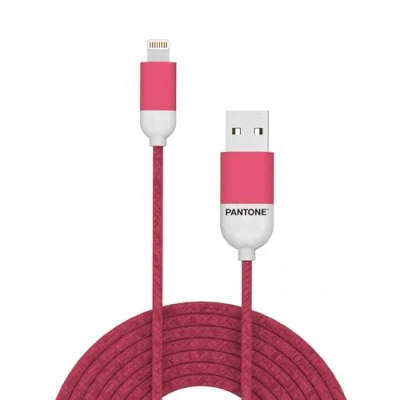 Afbeelding van USB Lightning Kabel, Rood Rubber Celly Pantone 1.5 meter