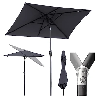 Afbeelding van Sekey Rechthoekige aluminium parasol 210 x 140 cm voor balkon, tuin en terras, zonwering UV 50+