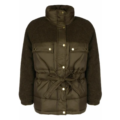 Afbeelding van Urban Classics Sherpa MIX Winterjas, Dames, Maat: Medium, Brown