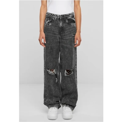 Afbeelding van Urban Classics Distressed 90&#039;s Wide Leg Denim Wijde broek Taille, 26 inch Zwart