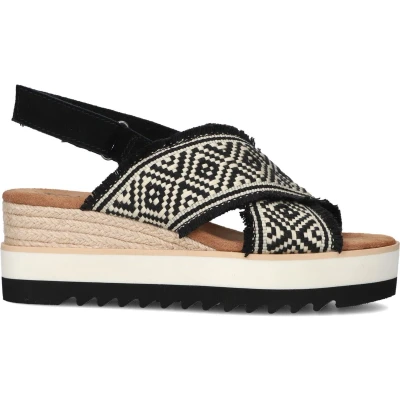 Afbeelding van TOMS Sandalen met plateauzool, Dames, Maat: 43.5, Black Textiel