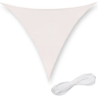 Afbeelding van Relaxdays schaduwdoek driehoekig HDPE zonnedoek concaaf verschillende groottes wit, 3 x m