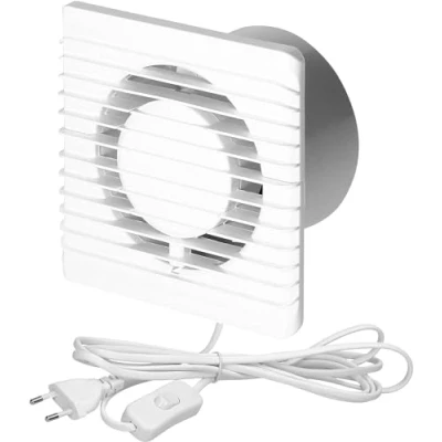 Afbeelding van Miratic Afzuigkap, 125 mm, ventilator, afvoerventilator, badkamer, stille wandmontage, wit (kabel 1,3 m met schakelaar)