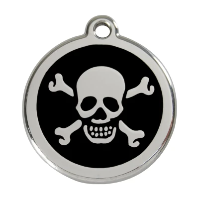 Afbeelding van Cross Bone Black roestvrijstalen hondenpenning large/groot dia. 3,8 cm RedDingo