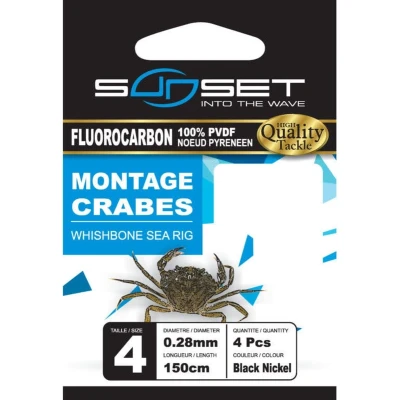 Afbeelding van Sunset Onderlijn Fluorocarbon Whishbone Sea Special 150cm (4 pcs) Maat : Haak 1/0 0.40mm