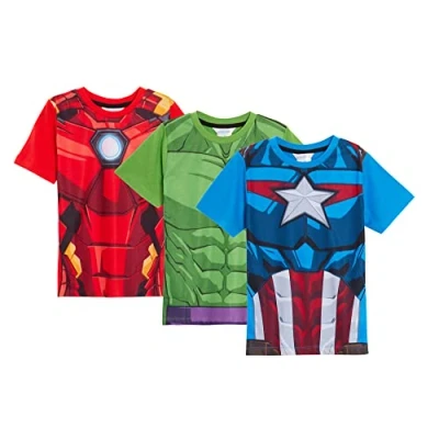 Afbeelding van Marvel Jongens set van 3 Avengers T shirts Hulk Iron Man Captain America Kids Dress Up Tops met korte mouwen, Meerkleurig
