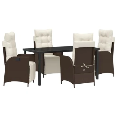 Afbeelding van vidaXL 5 Delige Tuin Eetset Bruin Poly Rattan