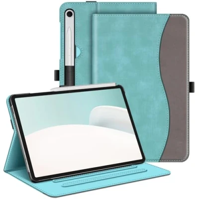 Afbeelding van FINTIE Samsung Galaxy Tab S9 FE 10,9 inch / 11 2023 hoes, multi hoek beschermhoes met zak, automatische slaap/wake, denim turquoise