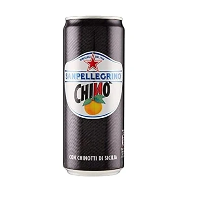 Afbeelding van San pellegrino Chinotto Chinò blikjes, 330 ml, Italië, bittere sinaasappel, limonade, 24 stuks