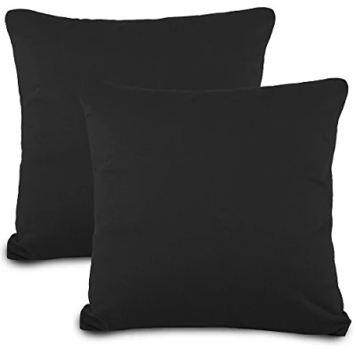 Afbeelding van Aqua Textil Classic Line kussenhoes, 2 stuks, ritssluiting, katoen, 80 x cm, zwart